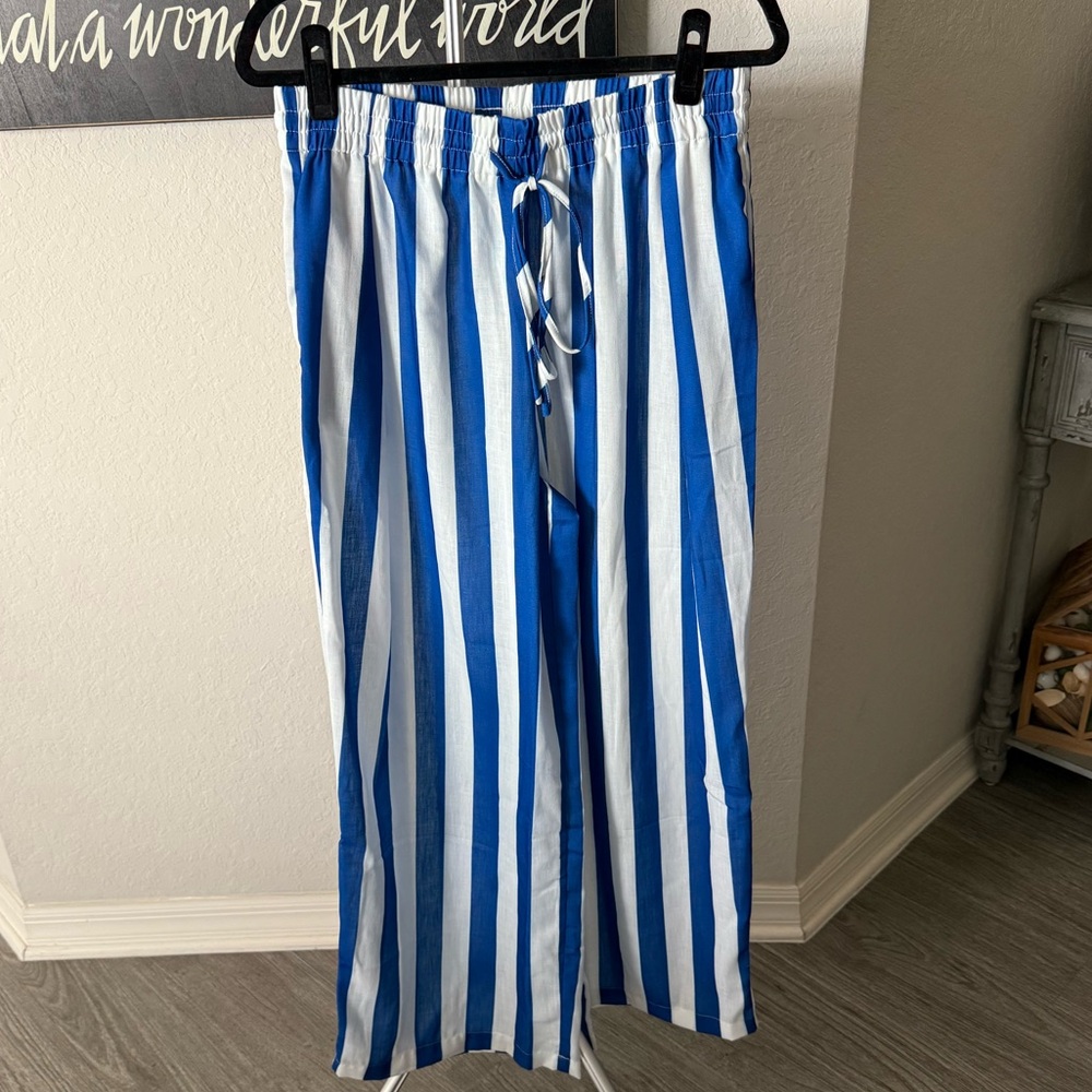 Urban Daizy Blue and White Striped Pants NWT - Picture 2 of 13